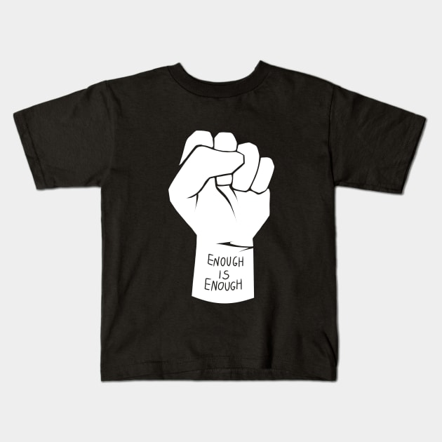 simple white clenched raised fist Kids T-Shirt by acatalepsys 